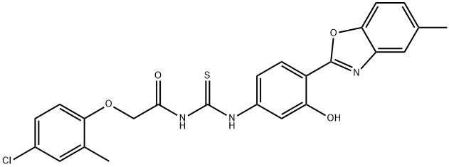 Acetamide, 2-(4-chloro-2-methylphenoxy)-N-[[[3-hydroxy-4-(5-methyl-2-benzoxazolyl)phenyl]amino]thioxomethyl]- (9CI) Struktur