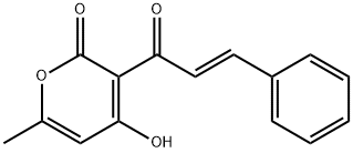 4-hydroxy-6-methyl-3-[(E)-3-phenyl-2-propenoyl]-2H-pyran-2-one Struktur