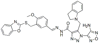 1H-1,2,3-Triazole-4-carboxylicacid,1-(4-amino-1,2,5-oxadiazol-3-yl)-5-[(2,3-dihydro-1H-indol-1-yl)methyl]-,[[3-[(2-benzoxazolylthio)methyl]-4-methoxyphenyl]methylene]hydrazide(9CI) Struktur