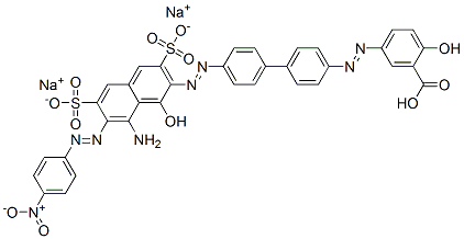 disodium hydrogen 5-[[4'-[[8-amino-1-hydroxy-7-[(4-nitrophenyl)azo]-3,6-disulphonato-2-naphthyl]azo][1,1'-biphenyl]-4-yl]azo]salicylate Struktur