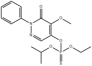 Thiophosphoric acid O-ethyl O-isopropyl O-(1,6-dihydro-5-methoxy-6-oxo-1-phenylpyridazin-4-yl) ester Struktur