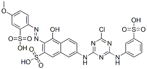 7-[[4-chloro-6-[(3-sulphophenyl)amino]-1,3,5-triazin-2-yl]amino]-4-hydroxy-3-[(4-methoxy-2-sulphophenyl)azo]naphthalene-2-sulphonic acid Struktur