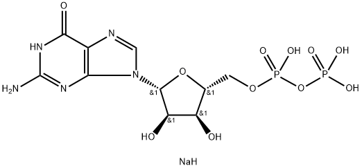 Guanosine 5'-(trihydrogen diphosphate), trisodium salt Struktur