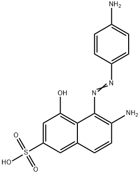 6-amino-5-[(4-aminophenyl)azo]-4-hydroxynaphthalene-2-sulphonic acid  Struktur