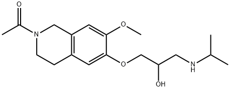 2-acetyl-1,2,3,4-tetrahydro-6-[2-hydroxy-3-[(1-methylethyl)amino]propoxy]-7-methoxyisoquinoline Struktur