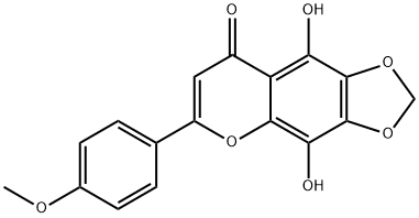 4,9-Dihydroxy-6-(4-methoxyphenyl)-8H-1,3-dioxolo[4,5-g][1]benzopyran-8-one Struktur