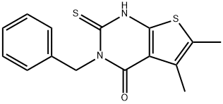 3-BENZYL-2-MERCAPTO-5,6-DIMETHYL-3H-THIENO[2,3-D]PYRIMIDIN-4-ONE Struktur