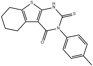 2-MERCAPTO-3-P-TOLYL-5,6,7,8-TETRAHYDRO-3H-BENZO[4,5]THIENO[2,3-D]PYRIMIDIN-4-ONE Struktur