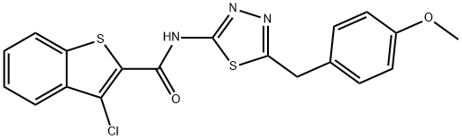 Benzo[b]thiophene-2-carboxamide, 3-chloro-N-[5-[(4-methoxyphenyl)methyl]-1,3,4-thiadiazol-2-yl]- (9CI) Struktur