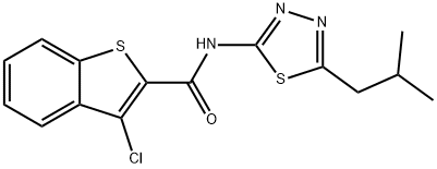 Benzo[b]thiophene-2-carboxamide, 3-chloro-N-[5-(2-methylpropyl)-1,3,4-thiadiazol-2-yl]- (9CI) Struktur