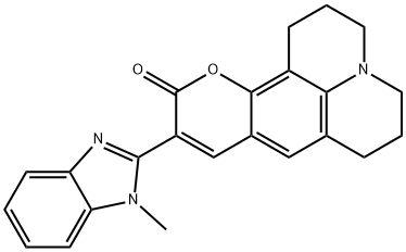 9-(1-Methyl-benzimidazol-2-yl)-2,3-5-6-tetrahydro-quinolizino[9,9a,1-gh]coumarin Struktur