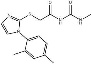 1-Methyl-3-[[[1-(2,4-xylyl)-1H-imidazol-2-yl]thio]acetyl]urea Struktur