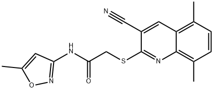 Acetamide, 2-[(3-cyano-5,8-dimethyl-2-quinolinyl)thio]-N-(5-methyl-3-isoxazolyl)- (9CI) Struktur