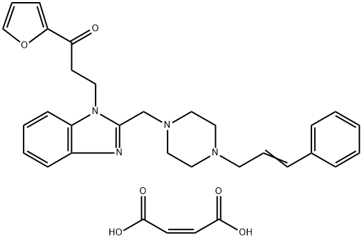 3-[2-[(4-cinnamyl-1-piperazinyl)methyl]-1H-benzimidazol-1-yl]-1-(2-furyl)propan-1-one dimaleate Struktur