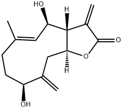 (E)-(4R,9S,11AS)-4,9-DIHYDROXY-6-METHYL-3,10-DIMETHYLENE-3A,4,7,8,9,10,11,11A-OCTAHYDRO-3H-CYCLODECA[B]FURAN-2-ONE Struktur