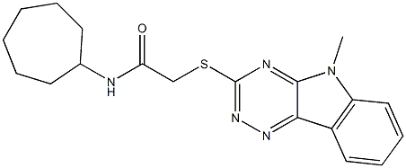 Acetamide, N-cycloheptyl-2-[(5-methyl-5H-1,2,4-triazino[5,6-b]indol-3-yl)thio]- (9CI) Struktur