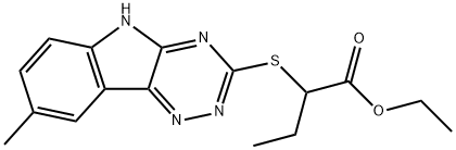 Butanoic acid, 2-[(8-methyl-2H-1,2,4-triazino[5,6-b]indol-3-yl)thio]-, ethyl ester (9CI) Struktur