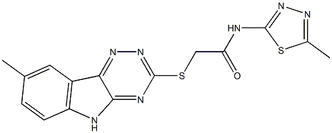 Acetamide, N-(5-methyl-1,3,4-thiadiazol-2-yl)-2-[(8-methyl-2H-1,2,4-triazino[5,6-b]indol-3-yl)thio]- (9CI) Struktur