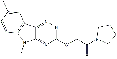 Pyrrolidine, 1-[[(5,8-dimethyl-5H-1,2,4-triazino[5,6-b]indol-3-yl)thio]acetyl]- (9CI) Struktur