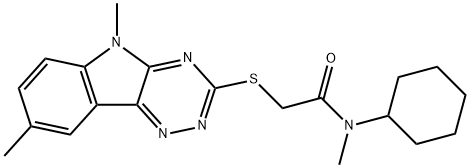 Acetamide, N-cyclohexyl-2-[(5,8-dimethyl-5H-1,2,4-triazino[5,6-b]indol-3-yl)thio]-N-methyl- (9CI) Struktur