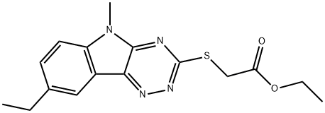 Acetic acid, [(8-ethyl-5-methyl-5H-1,2,4-triazino[5,6-b]indol-3-yl)thio]-, ethyl ester (9CI) Struktur