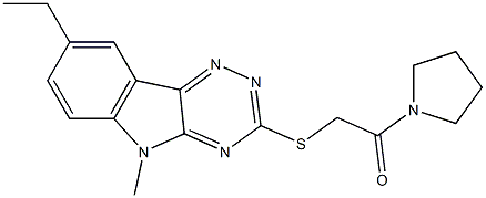 Pyrrolidine, 1-[[(8-ethyl-5-methyl-5H-1,2,4-triazino[5,6-b]indol-3-yl)thio]acetyl]- (9CI) Struktur