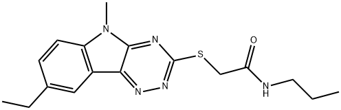 Acetamide, 2-[(8-ethyl-5-methyl-5H-1,2,4-triazino[5,6-b]indol-3-yl)thio]-N-propyl- (9CI) Struktur