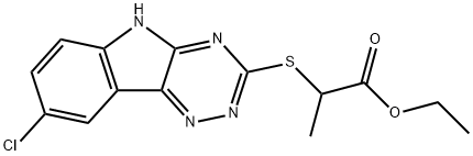 Propanoic acid, 2-[(8-chloro-2H-1,2,4-triazino[5,6-b]indol-3-yl)thio]-, ethyl ester (9CI) Struktur