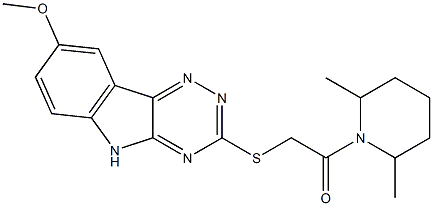 Piperidine, 1-[[(8-methoxy-2H-1,2,4-triazino[5,6-b]indol-3-yl)thio]acetyl]-2,6-dimethyl- (9CI) Struktur