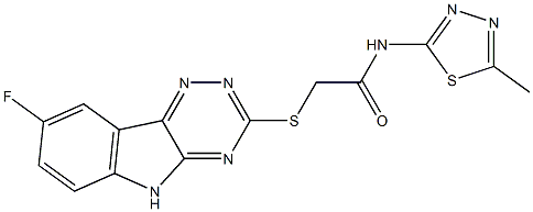 Acetamide, 2-[(8-fluoro-2H-1,2,4-triazino[5,6-b]indol-3-yl)thio]-N-(5-methyl-1,3,4-thiadiazol-2-yl)- (9CI) Struktur