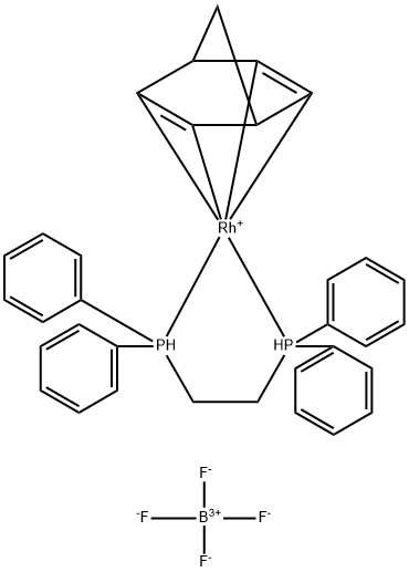 1,2-BIS(DIPHENYLPHOSPHINO)ETHANE NORBORNADIENE RHODIUM TETRAFLUOROBORATE Struktur