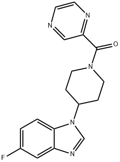 Piperidine, 4-(5-fluoro-1H-benzimidazol-1-yl)-1-(pyrazinylcarbonyl)- (9CI) Struktur