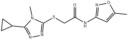 Acetamide, 2-[(5-cyclopropyl-4-methyl-4H-1,2,4-triazol-3-yl)thio]-N-(5-methyl-3-isoxazolyl)- (9CI) Struktur