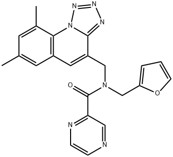 Pyrazinecarboxamide, N-[(7,9-dimethyltetrazolo[1,5-a]quinolin-4-yl)methyl]-N-(2-furanylmethyl)- (9CI) Struktur