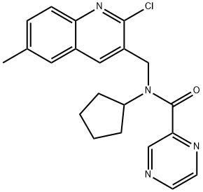 Pyrazinecarboxamide, N-[(2-chloro-6-methyl-3-quinolinyl)methyl]-N-cyclopentyl- (9CI) Struktur