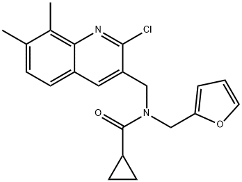 Cyclopropanecarboxamide, N-[(2-chloro-7,8-dimethyl-3-quinolinyl)methyl]-N-(2-furanylmethyl)- (9CI) Struktur