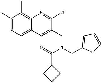 Cyclobutanecarboxamide, N-[(2-chloro-7,8-dimethyl-3-quinolinyl)methyl]-N-(2-furanylmethyl)- (9CI) Struktur