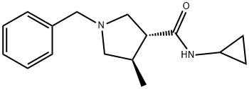 3-Pyrrolidinecarboxamide,N-cyclopropyl-4-methyl-1-(phenylmethyl)-,(3R,4R)- Struktur