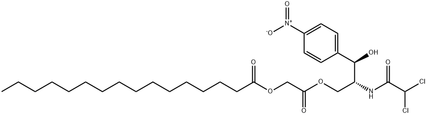 [R-(R*,R*)]-2-[2-[(dichloroacetyl)amino]-3-hydroxy-3-(4-nitrophenyl)propoxy]-2-oxoethyl hexadecanoate Struktur