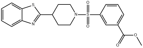 Benzoic acid, 3-[[4-(2-benzothiazolyl)-1-piperidinyl]sulfonyl]-, methyl ester (9CI) Struktur