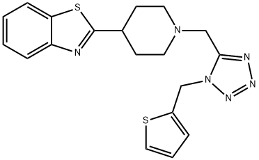 Benzothiazole, 2-[1-[[1-(2-thienylmethyl)-1H-tetrazol-5-yl]methyl]-4-piperidinyl]- (9CI) Struktur