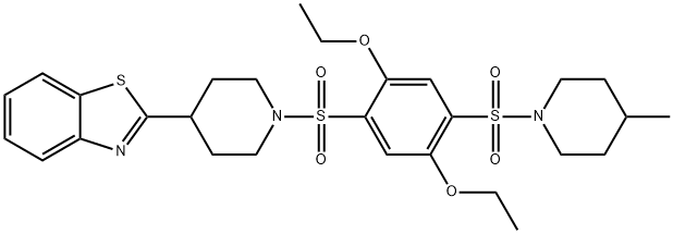 Piperidine, 4-(2-benzothiazolyl)-1-[[2,5-diethoxy-4-[(4-methyl-1-piperidinyl)sulfonyl]phenyl]sulfonyl]- (9CI) Struktur