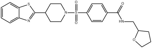 Benzamide, 4-[[4-(2-benzothiazolyl)-1-piperidinyl]sulfonyl]-N-[(tetrahydro-2-furanyl)methyl]- (9CI) Struktur