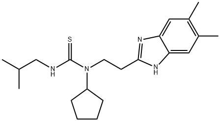 Thiourea, N-cyclopentyl-N-[2-(5,6-dimethyl-1H-benzimidazol-2-yl)ethyl]-N-(2-methylpropyl)- (9CI) Struktur