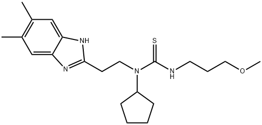 Thiourea, N-cyclopentyl-N-[2-(5,6-dimethyl-1H-benzimidazol-2-yl)ethyl]-N-(3-methoxypropyl)- (9CI) Struktur