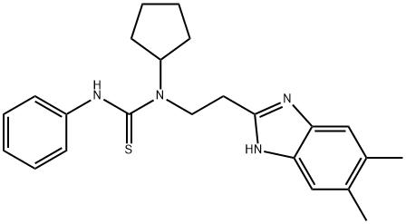 Thiourea, N-cyclopentyl-N-[2-(5,6-dimethyl-1H-benzimidazol-2-yl)ethyl]-N-phenyl- (9CI) Struktur