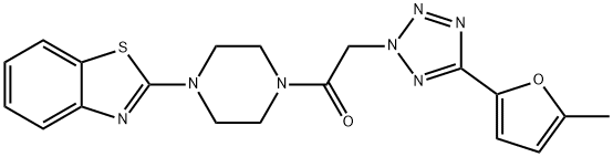 Piperazine, 1-(2-benzothiazolyl)-4-[[5-(5-methyl-2-furanyl)-2H-tetrazol-2-yl]acetyl]- (9CI) Struktur