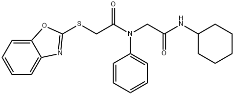 Acetamide, 2-(2-benzoxazolylthio)-N-[2-(cyclohexylamino)-2-oxoethyl]-N-phenyl- (9CI) Struktur