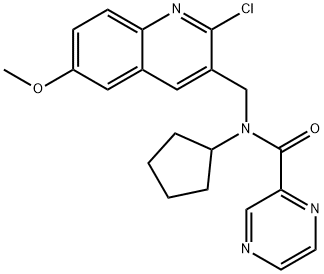 Pyrazinecarboxamide, N-[(2-chloro-6-methoxy-3-quinolinyl)methyl]-N-cyclopentyl- (9CI) Struktur