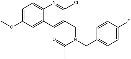 Acetamide, N-[(2-chloro-6-methoxy-3-quinolinyl)methyl]-N-[(4-fluorophenyl)methyl]- (9CI) Struktur